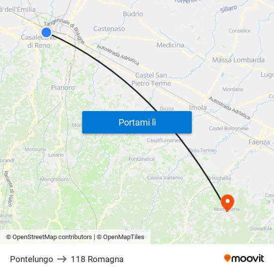 Pontelungo to 118 Romagna map