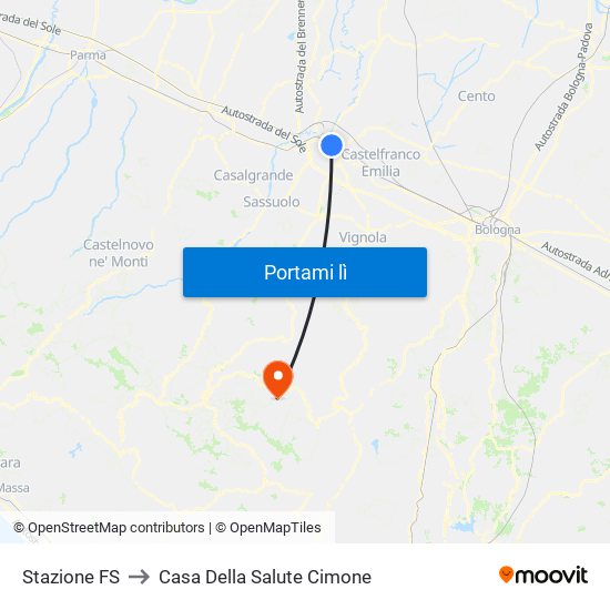 Stazione FS to Casa Della Salute Cimone map