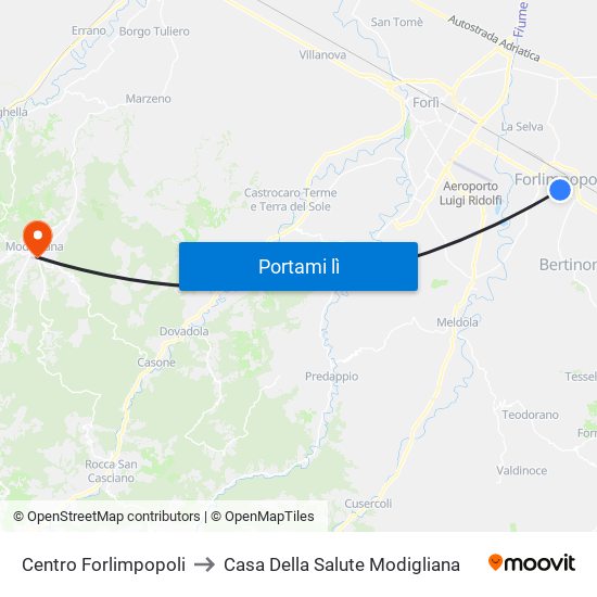 Centro Forlimpopoli to Casa Della Salute Modigliana map