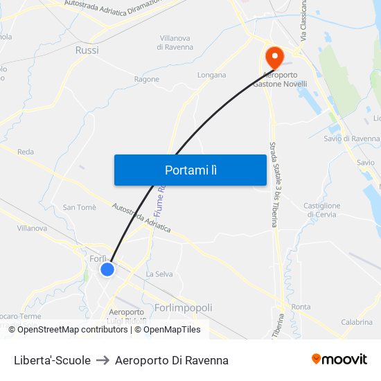 Liberta'-Scuole to Aeroporto Di Ravenna map