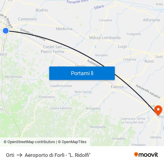 Orti to Aeroporto di Forlì - "L. Ridolfi" map