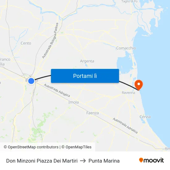 Don Minzoni Piazza Dei Martiri to Punta Marina map