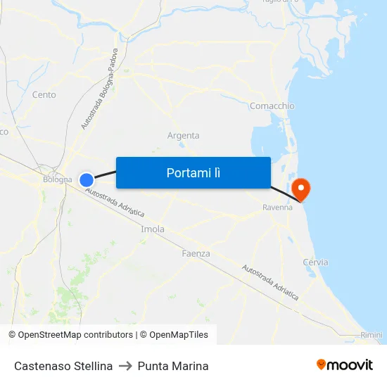Castenaso Stellina to Punta Marina map