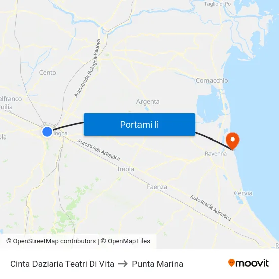 Cinta Daziaria Teatri Di Vita to Punta Marina map