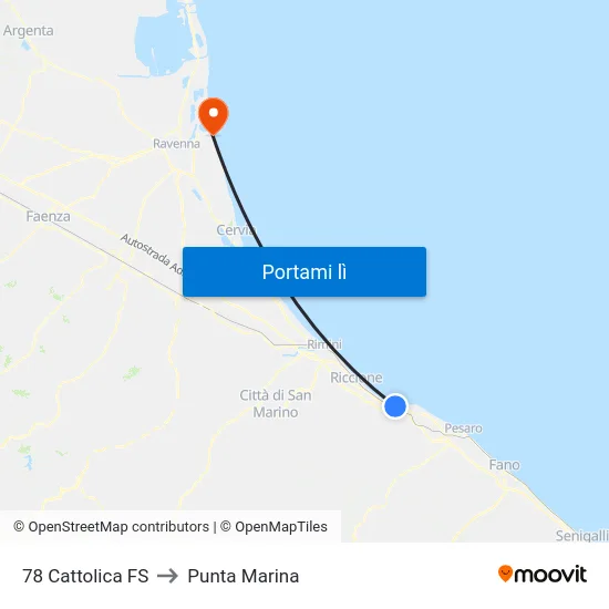 78 Cattolica FS to Punta Marina map