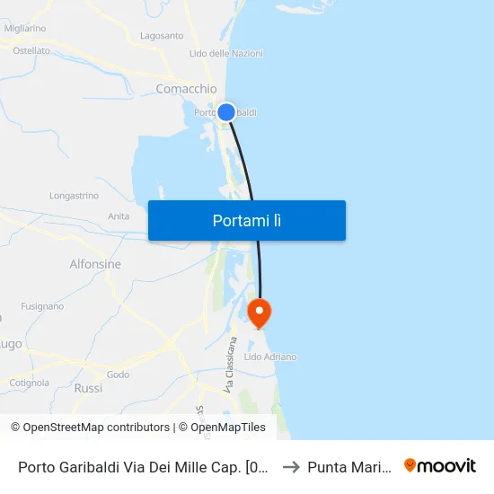 Porto Garibaldi Via Dei Mille Cap. [033] to Punta Marina map