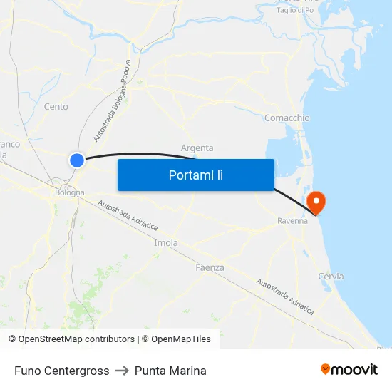 Funo Centergross to Punta Marina map