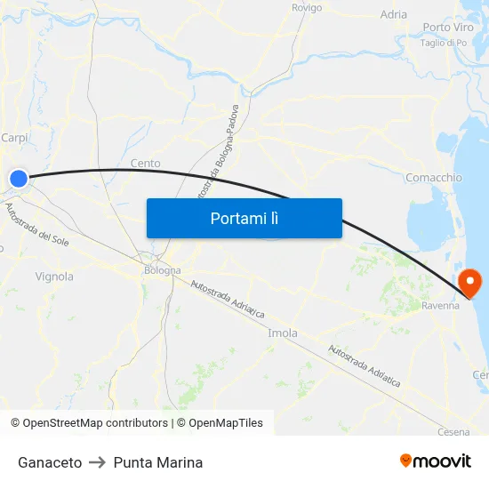 Ganaceto to Punta Marina map