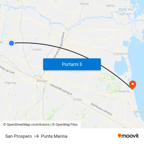 San Prospero to Punta Marina map