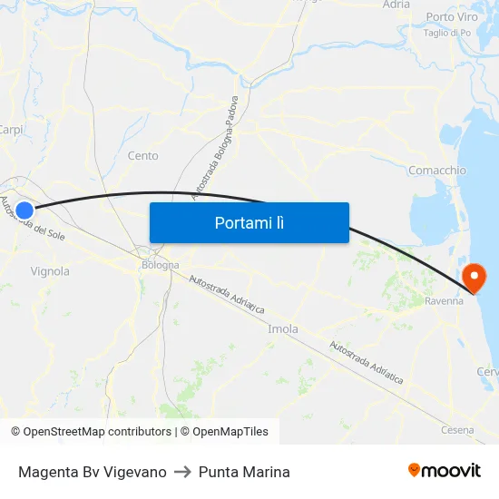 Magenta Bv Vigevano to Punta Marina map