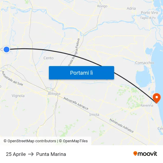 25 Aprile to Punta Marina map