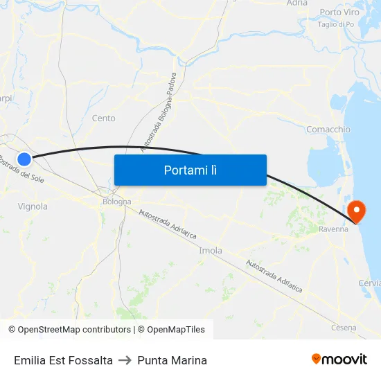 Emilia Est Fossalta to Punta Marina map