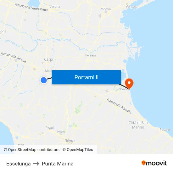 Esselunga to Punta Marina map