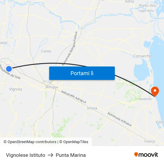 Vignolese Istituto to Punta Marina map