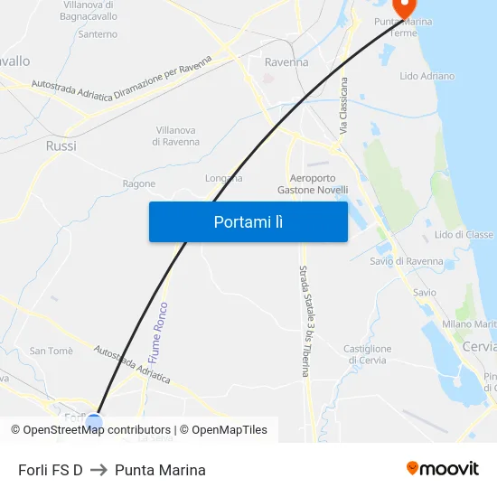 Forli FS D to Punta Marina map