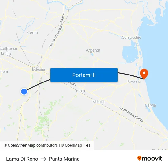 Lama Di Reno to Punta Marina map