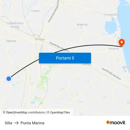Silla to Punta Marina map