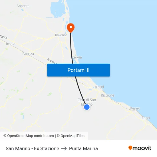 San Marino - Ex Stazione to Punta Marina map