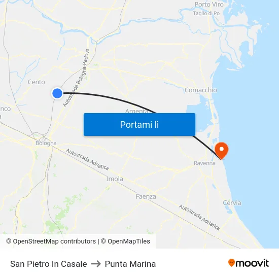 San Pietro In Casale to Punta Marina map