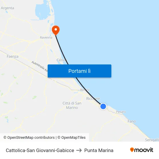 Cattolica-San Giovanni-Gabicce to Punta Marina map