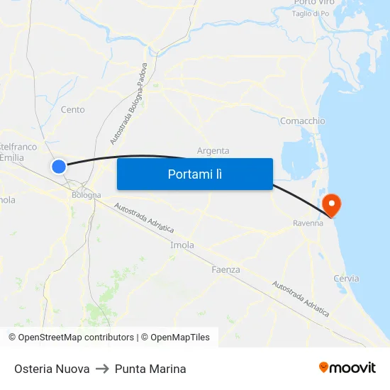 Osteria Nuova to Punta Marina map