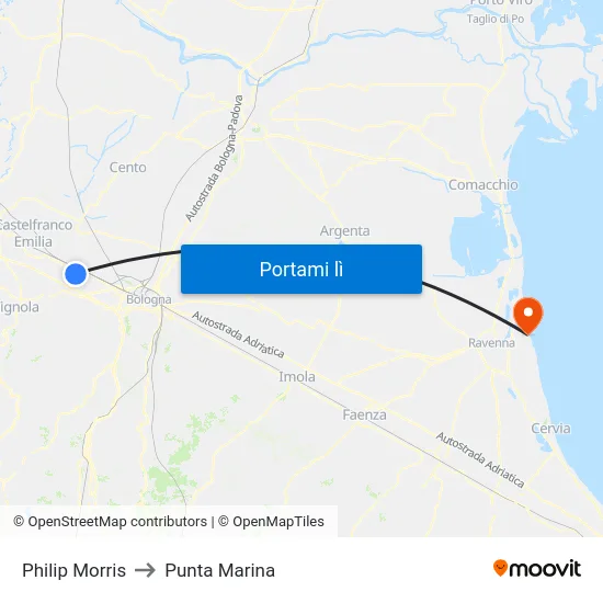 Philip Morris to Punta Marina map