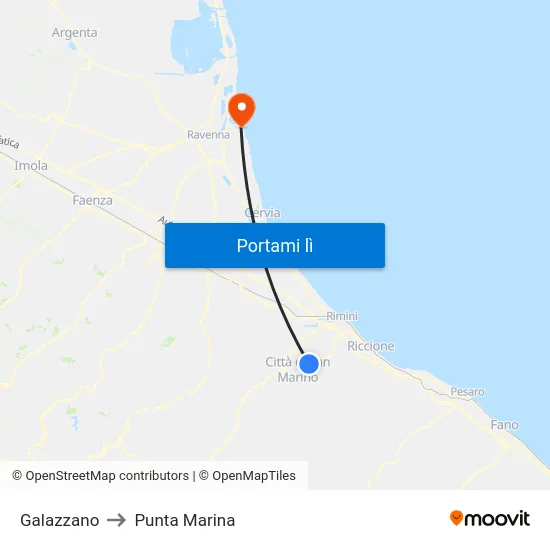 Galazzano to Punta Marina map