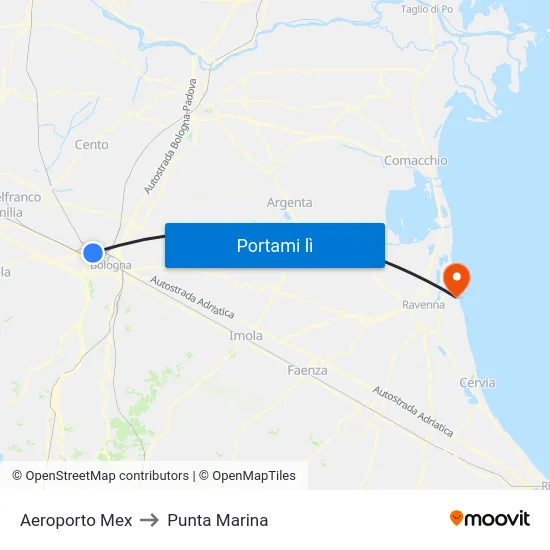 Aeroporto Mex to Punta Marina map