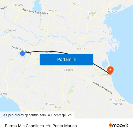 Parma Mia Capolinea to Punta Marina map