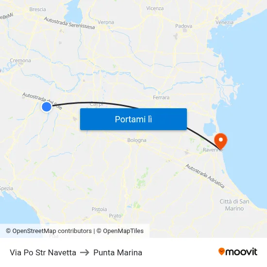 Via Po Str Navetta to Punta Marina map