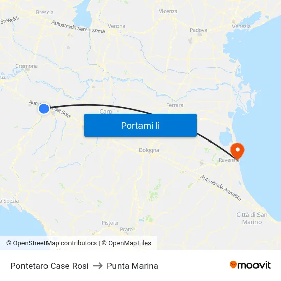 Pontetaro Case Rosi to Punta Marina map