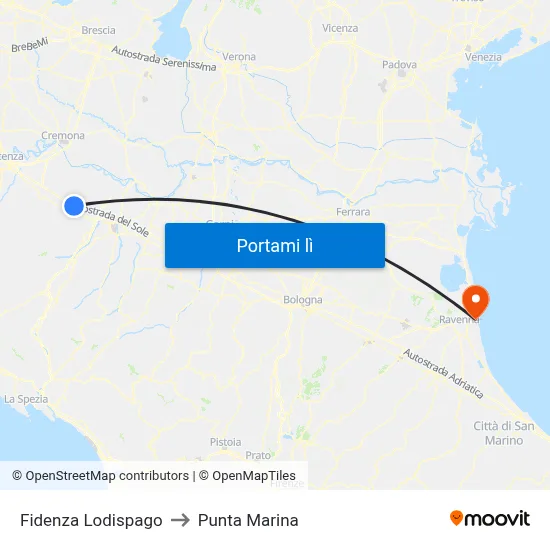 Fidenza Lodispago to Punta Marina map