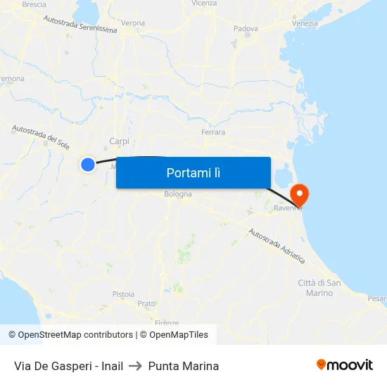 Via De Gasperi - Inail to Punta Marina map