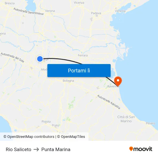 Rio Saliceto to Punta Marina map