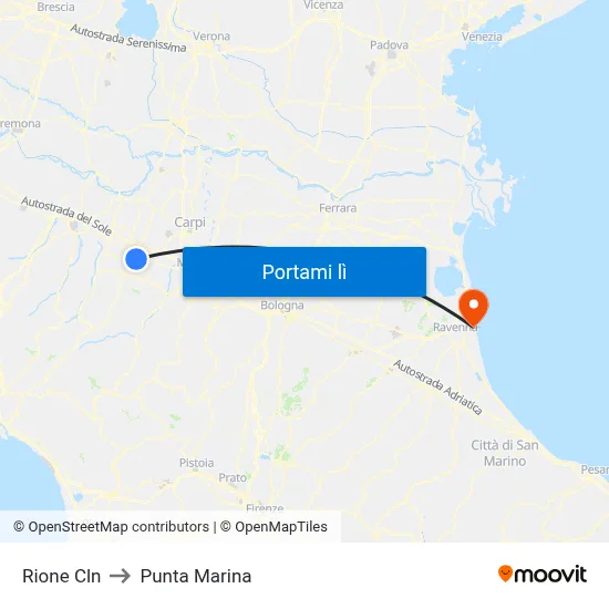 Rione Cln to Punta Marina map