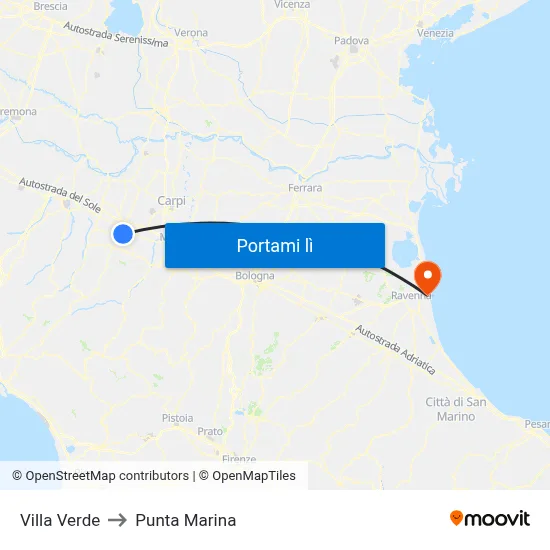 Villa Verde to Punta Marina map