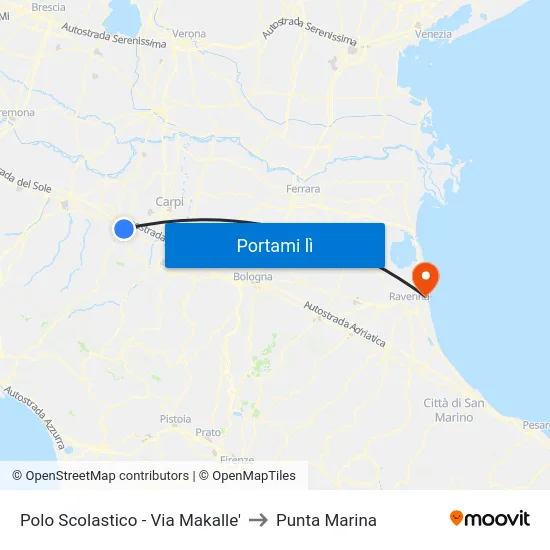 Polo Scolastico - Via Makalle' to Punta Marina map