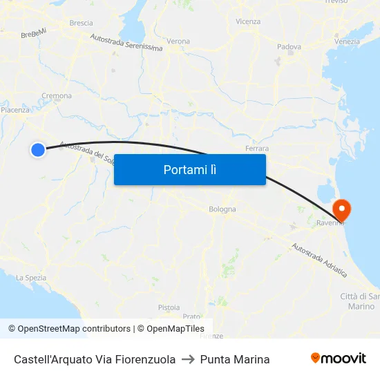Castell'Arquato Via Fiorenzuola to Punta Marina map