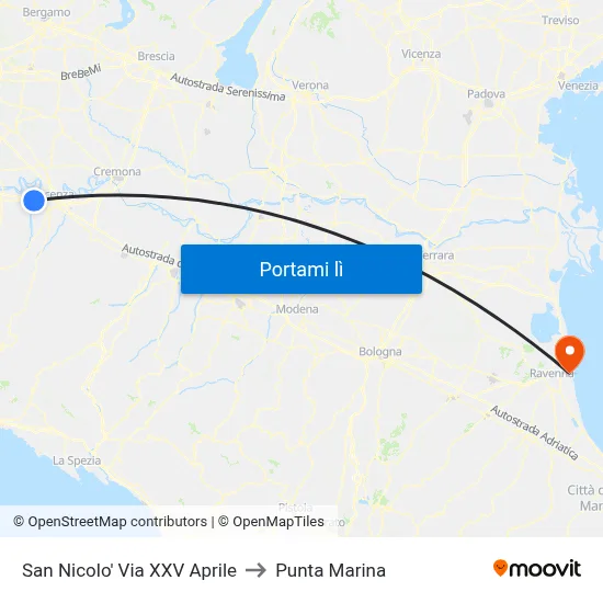 San Nicolo' Via XXV Aprile to Punta Marina map