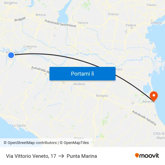 Via Vittorio Veneto, 17 to Punta Marina map