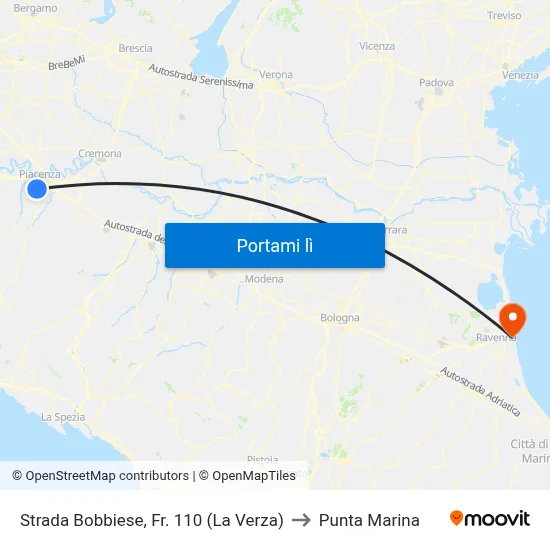 Strada Bobbiese, Fr. 110 (La Verza) to Punta Marina map