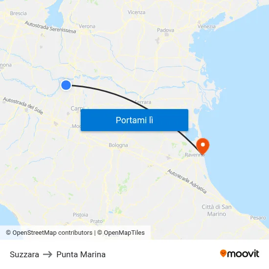Suzzara to Punta Marina map