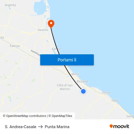 S. Andrea-Casale to Punta Marina map