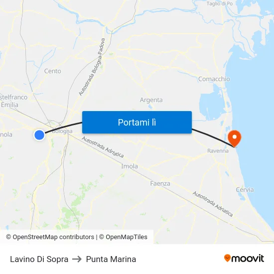 Lavino Di Sopra to Punta Marina map