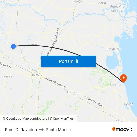 Rami Di Ravarino to Punta Marina map