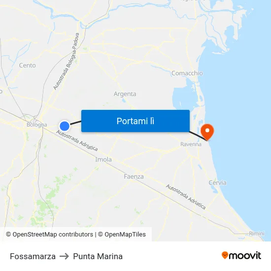Fossamarza to Punta Marina map