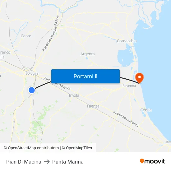 Pian Di Macina to Punta Marina map