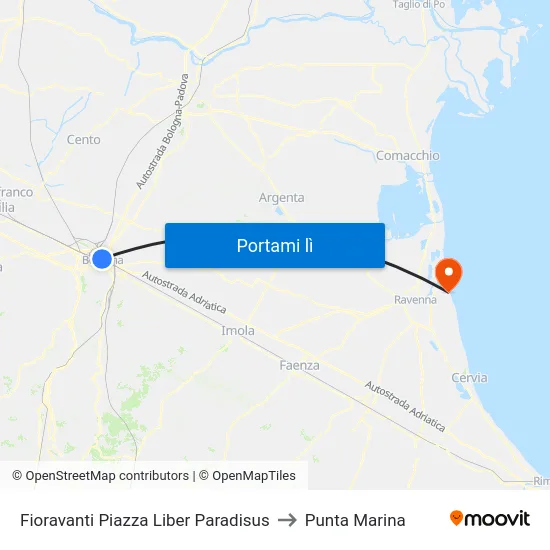 Fioravanti Piazza Liber Paradisus to Punta Marina map