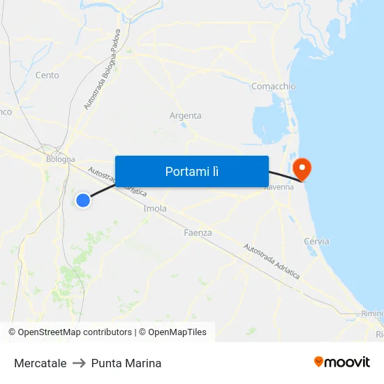 Mercatale to Punta Marina map
