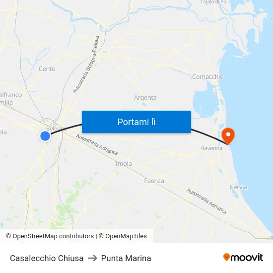 Casalecchio Chiusa to Punta Marina map
